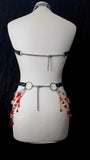 Blood moon crystal and pearl harness, choker and belt set