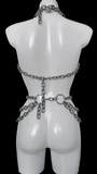 Mishka rose and thorn spiked chain bra, belt and choker