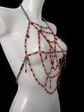 Black widow red crystal beaded spiderweb harness