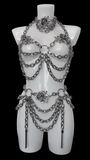 Mishka rose and thorn spiked chain bra, belt and choker