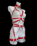 Cherish elasticated crystal suspenders choker and harness set