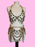 Benedetta Crystal chain cross harness set