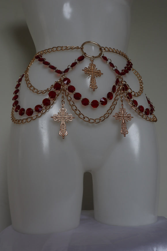 Magdalene crystal cross belt
