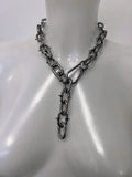 Spiked chain padlock neck chain choker with removable padlock