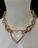 Spiked chain heart choker