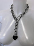 Spiked chain padlock neck chain choker with removable padlock