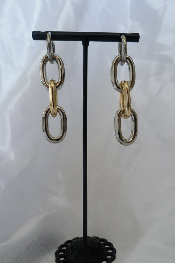 Chunky chain mixed metal earrings