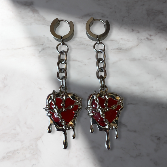 Drippy heart earrings