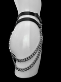 Slayer o ring vegan leather harness chain thong