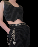 Spiked chain jeans / wallet chain with heart padlock