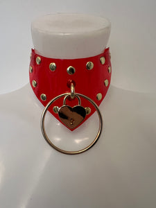 Red PVC heart padlock choker