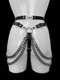 Slayer o ring choker, bra harness,  and thong set with spike and o ring details.