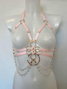 Cherish elasticated crystal o ring bra harness