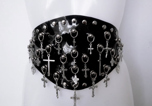Saints and sinners crucifix PVC belt