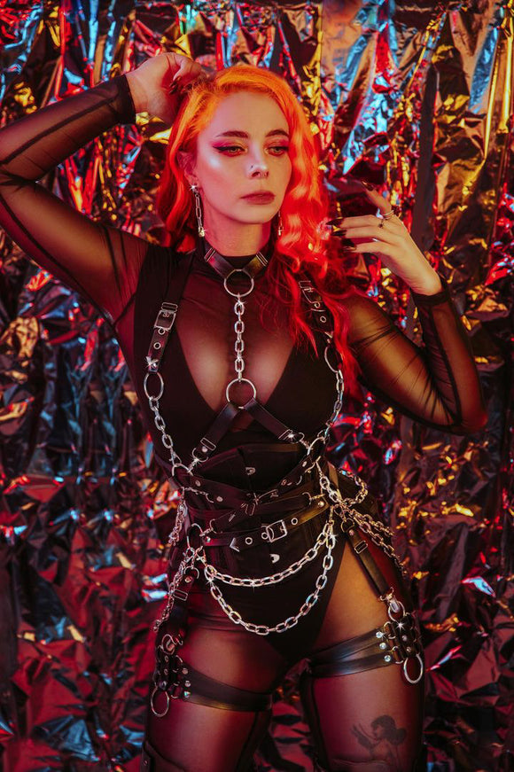 Dominique faux leather harness