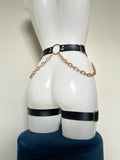 Mina faux leather and chain suspenders