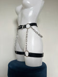 Mina faux leather and chain suspenders