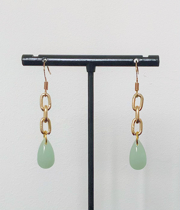 Green tear earrings