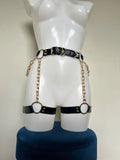 Mina faux leather and chain suspenders